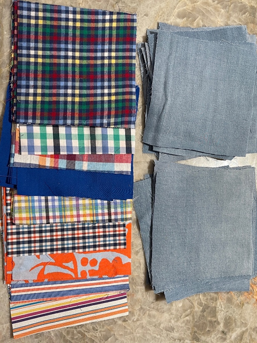 Lot of 5" Inch Quilt Squares 64 count Repurposed Fabric